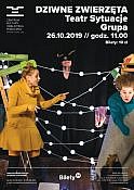 plakat teatrzyku dla dzieci pod tytułem "Dziwne zwierzęta"