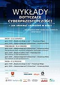 Plakat informujący o wykładach dotyczących cyberprzestępczości