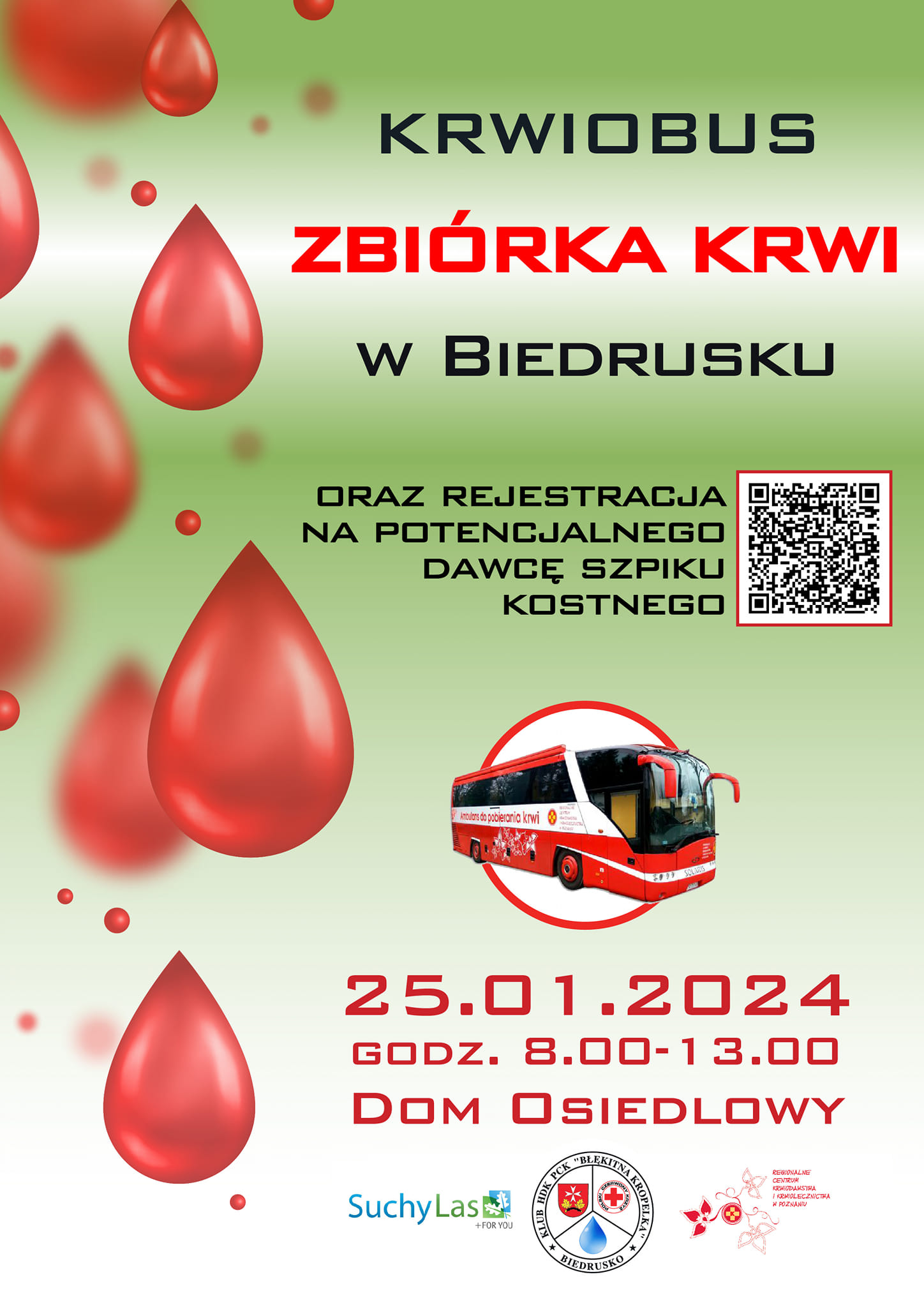 zbiórka krwi w Biedrusku 25.01.2024 godz, 8013, Dom Osiedlowy