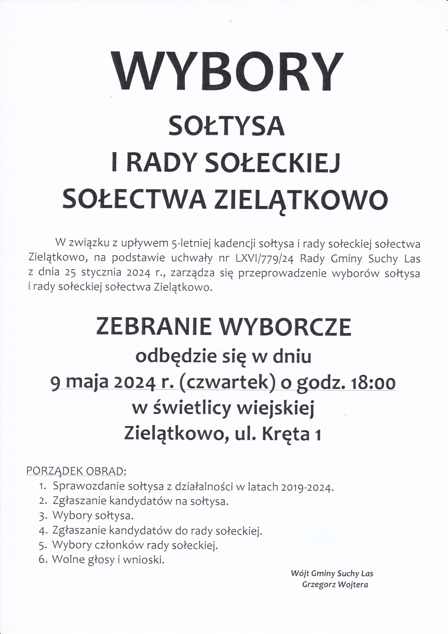 Wybory sołtysa w Zielątkowie 2024