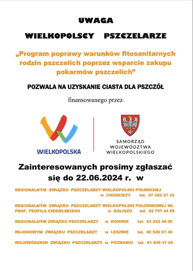 program poprawy warunkow fitosanitarnych rodzin pszczelich - Ruszyła kolejna edycja „Programu poprawy warunków fitosanitarnych rodzin pszczelich poprzez wsparcie zakupu pokarmów pszczelich”