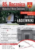 Plakat z informacją o uroczystości patriotycznej w Łagiewnikach 2 września 2024 r. g. 17.00 W PROGRAMIE M.IN. Msza św. udział wojska z pojazdami pancernymi rekonstrukcja historyczna grochówka – epizod więźniów Fortu VII Zgodnie z ustaleniami z Centrum Szkolenia Wojsk Lądowych, wjazd autami prywatnymi na teren poligonu na uroczystość BĘDZIE MOŻLIWY. ODJAZDY AUTOBUSÓW: • Urząd Gminy Suchy Las – godz. 16.20 • Zespół Szkół im. O. M. Żelazka w Chludowie – godz. 16.15 • Zespół Szkół im. 7. Pułku Strzelców Konnych Wlkp. w Biedrusku – godz. 16.30