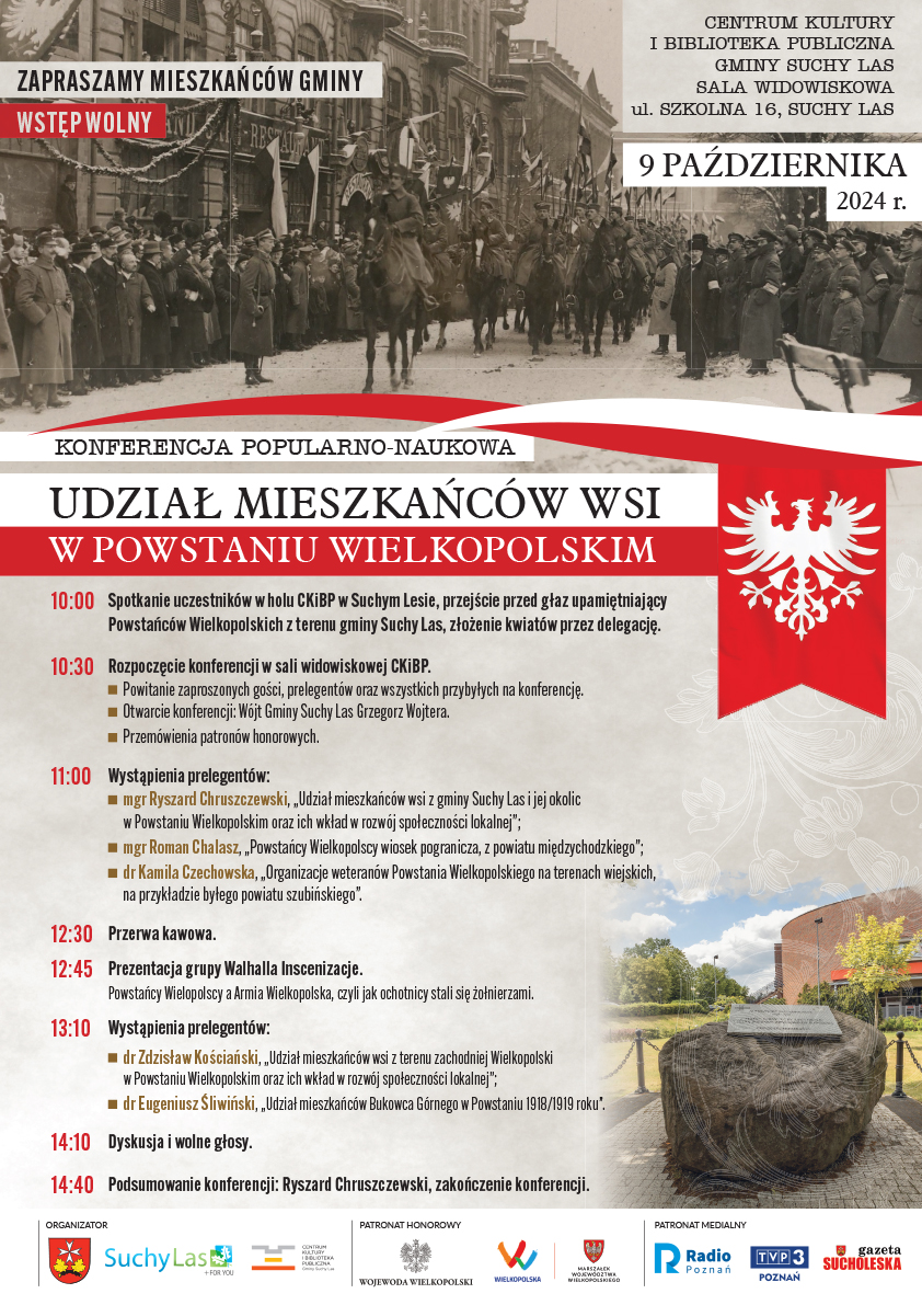 plakat konferencja powstanie - Zapraszamy na konferencję "Udział mieszkańców wsi w Powstaniu Wielkopolskim"